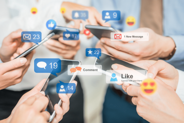 Social media on people's smartphones