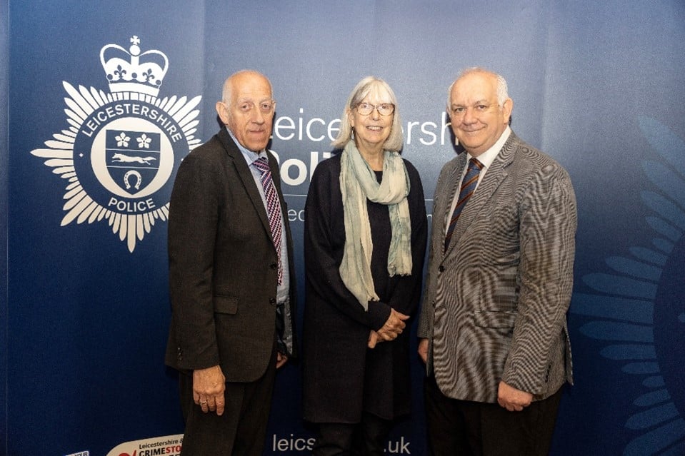 A photo of Mark Lewis, Baroness Coussins and Ian Fraser at the National Police Interpreter of the Year Awards.